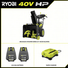 40V HP BRUSHLESS WHISPER SERIES 22" TWO-STAGE SNOW BLOWER KIT