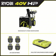 40V HP Brushless Whisper Series 24â Two-Stage Snow Blower Kit