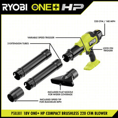 18V ONE+ HP COMPACT BRUSHLESS 220 CFM BLOWER KIT