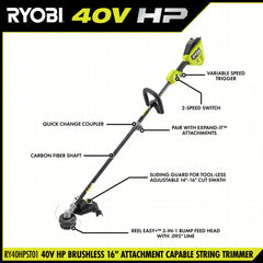 40V HP Brushless 16" Attachment Capable String Trimmer Kit