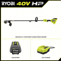 40V HP Brushless 16" Attachment Capable String Trimmer Kit