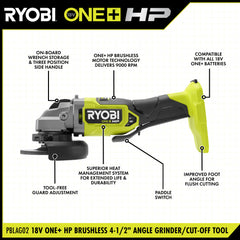 18V ONE+ HP BRUSHLESS 4-1/2" ANGLE GRINDER/CUT-OFF TOOL KIT
