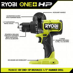 18V ONE+ HP BRUSHLESS CORDLESS 2-TOOL HAMMER DRILL / DRIVER, IMPACT DRIVER, 4.0 Ah, 2.0 Ah BATTERY, CHARGER, AND BAG