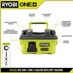 18V ONE+ LINKâ¢ 3 GALLON WET/DRY VACUUM